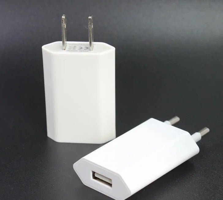 USB travel charger with charging cable compatible with iPhone and iPad models