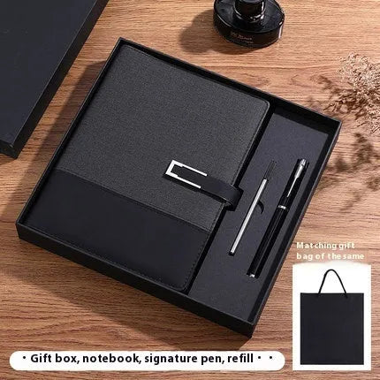 A5 soft leather business notebook in brown, black, green, blue, and red colour options.
