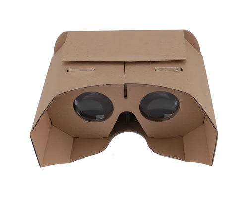 Colourful foldable paper VR glasses headset for smartphones with 4-6 inch screens.
