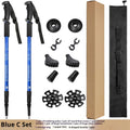 Aluminium alloy outdoor trekking poles with three straight handles and adjustable length, shown with snow holder attachments
