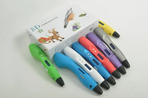 3D print pen in silver colour with 0.7mm nozzle and power cord