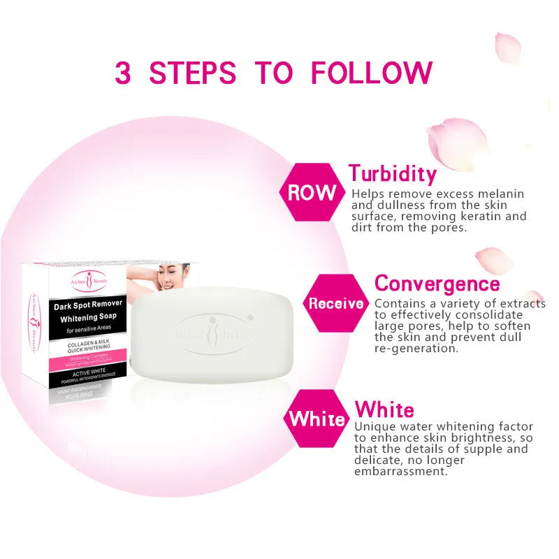 White handmade milk soap bar with herbaceous fragrance for whitening and moisturising, suitable for women.