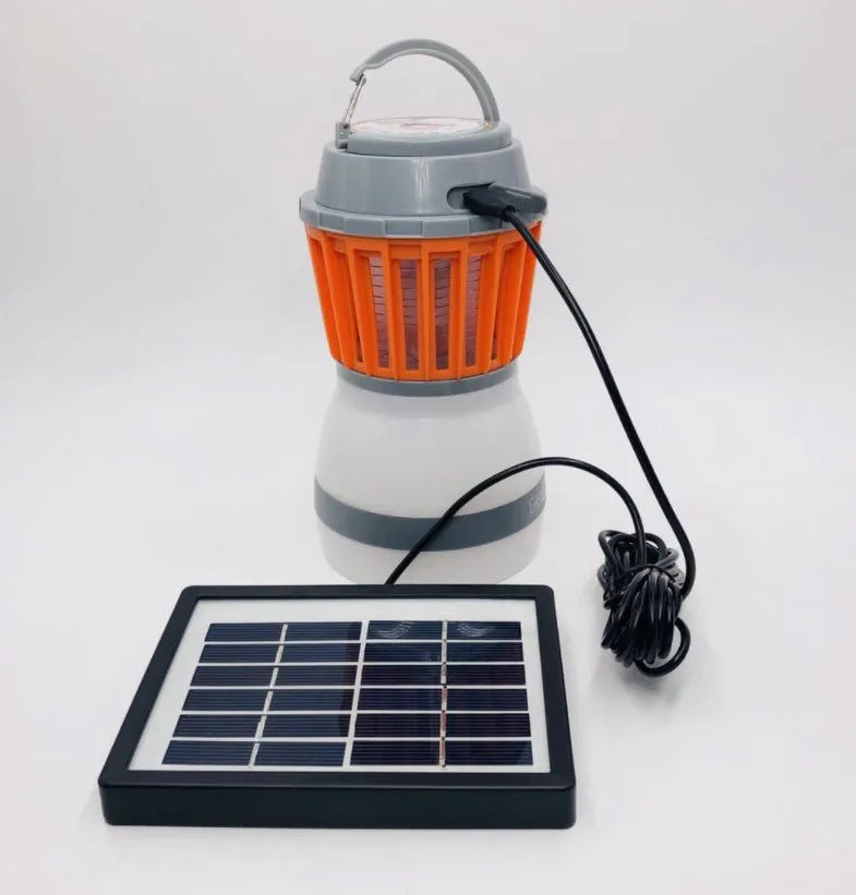 Solar mosquito lamp and camping light, IPX6 waterproof, ABS body, 2200mAh battery, two sizes