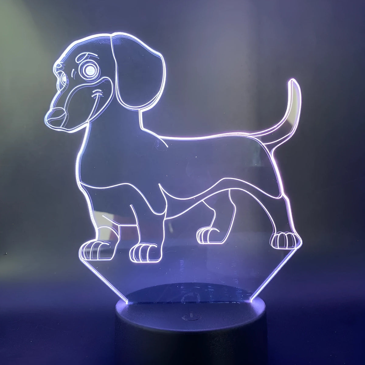 Dachshund 3D night light with acrylic lampshade, ABS base, USB cable, and remote control, 200 x 150 x 87mm
