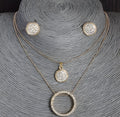 Gold-plated women's jewellery set with polished necklace and earrings