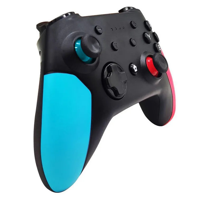 Nintendo Switch Bluetooth game controller in blue and red colours with USB cable