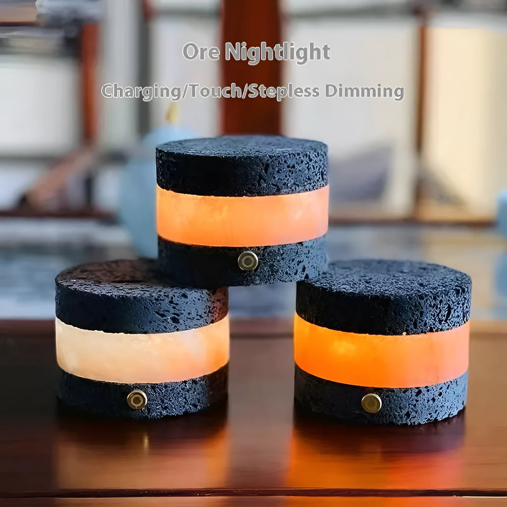 Orange volcanic rock USB touch night lamp with essential oil diffuser and dimming function