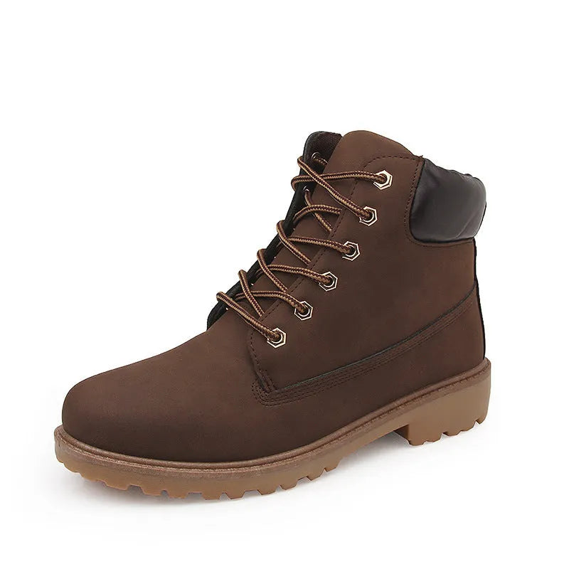 Men's flat bottom Martin boots with velvet lining in pink colour option