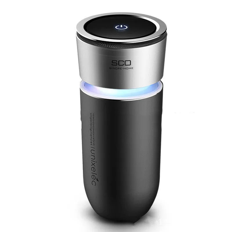 USB negative ion car air purifier 75x75x165mm compact USB-powered air cleaner