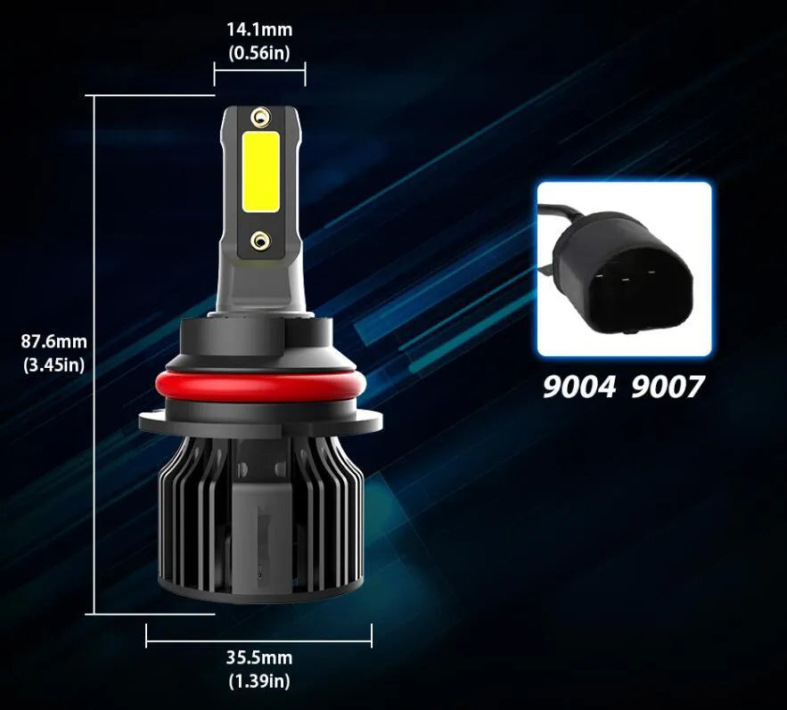 6000K white LED car headlight bulb with aluminium heat sink and adjustable chuck