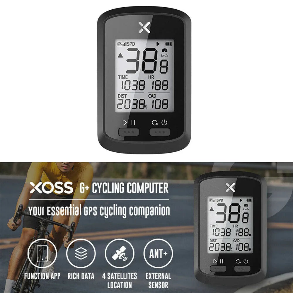 Black waterproof bicycle stopwatch with large LCD display mounted on bike handlebars