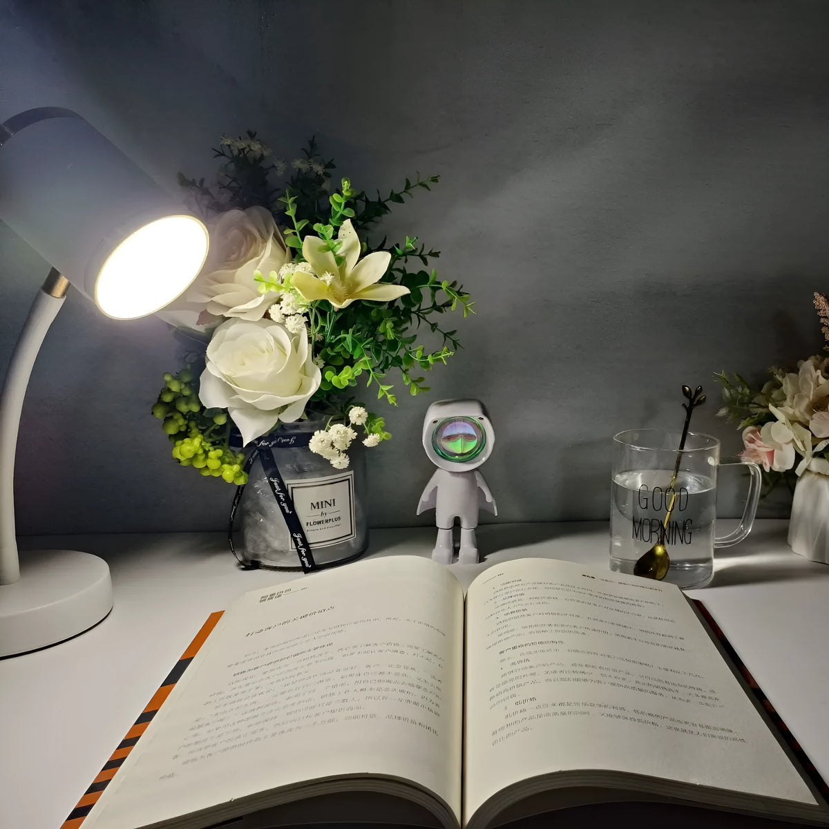 Double-headed table lamp for photography and live streaming with metal lamp holder and 220V wire switch, black or white