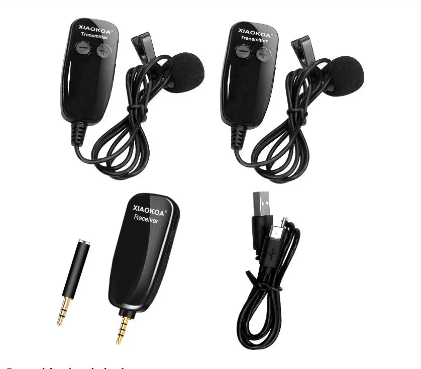 Black mobile phone lavalier microphone with 3.5mm plug and wired connection