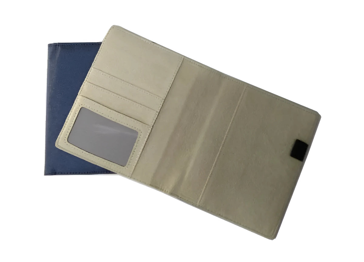 Blue imitation leather PU notebook shell for A5 notebooks with pp bag and storage box