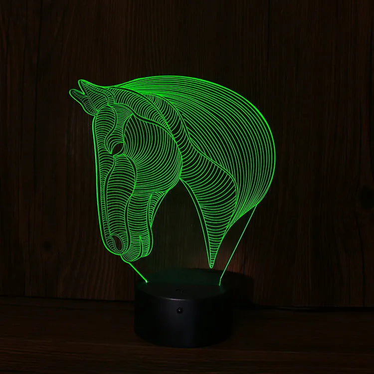 Horse's head LED night light with seven colour changing modes and remote control