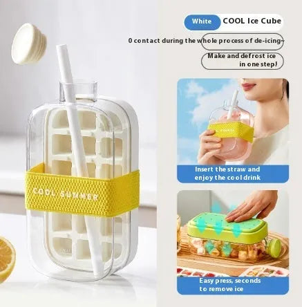 One-click moulding cooling cup in white, green or pink, 500ml or 800ml, PP material, with straw and optional straps.