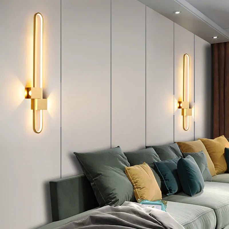 Modern round wall lamp with iron shade in black or gold finish, 60cm diameter