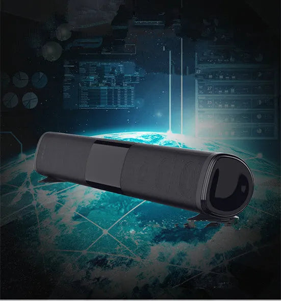 Black high-power Bluetooth soundbar speaker with compact rectangular design.