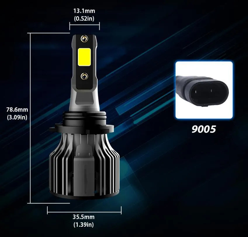 6000K white LED car headlight bulb with aluminium heat sink and adjustable chuck