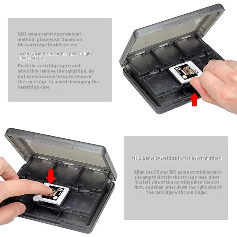 NDS 3DS 28-capacity game card storage box in black blue pink white colour options