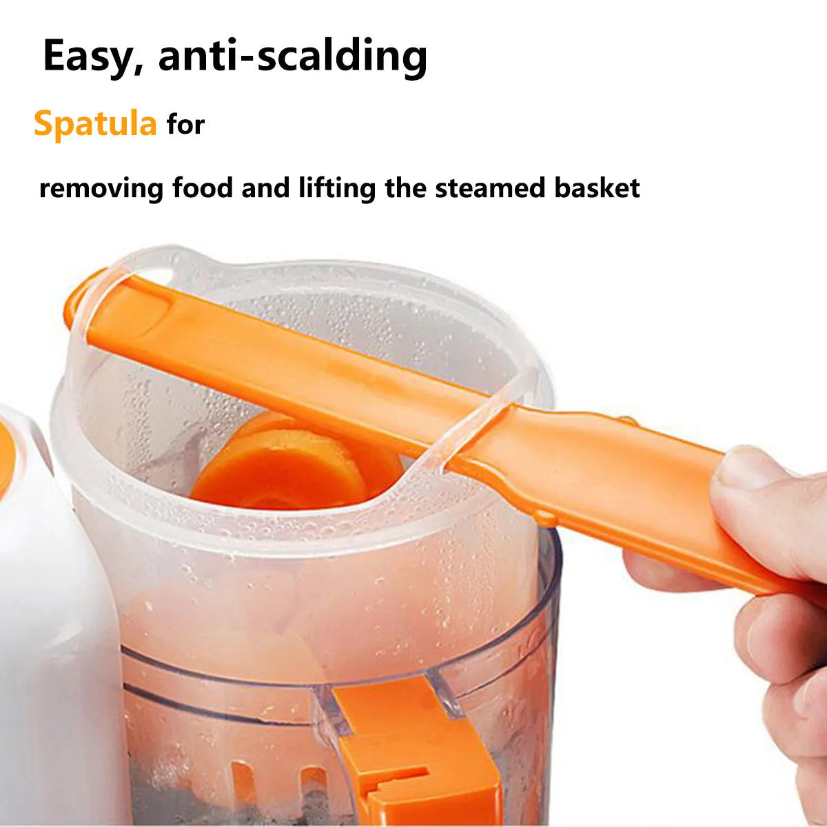 Multi-function baby food processor in light green or light pink, 190ml capacity, 23x12.8x20cm, with steam, blend and heat functions.