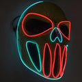 Plastic Halloween mask in ice blue and red for fancy dress and trick or treat