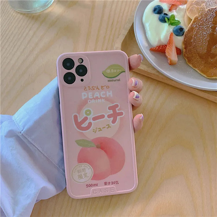 Summer peach colour soft IMD phone case for iPhone with reserved lanyard hole