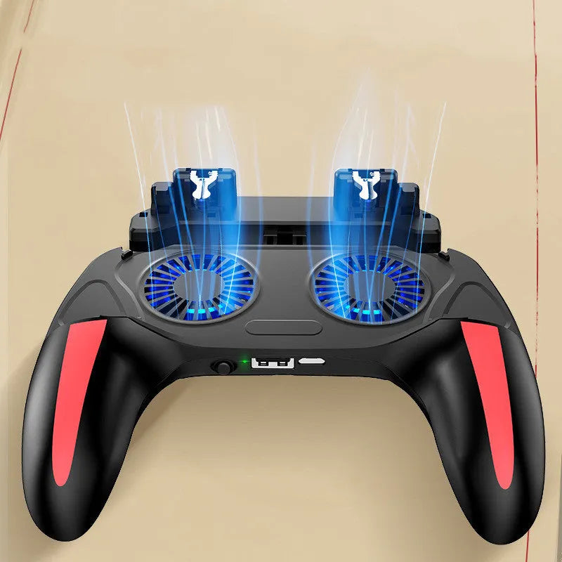 H10 Android mobile phone game controller with touch screen, shown next to a smartphone.