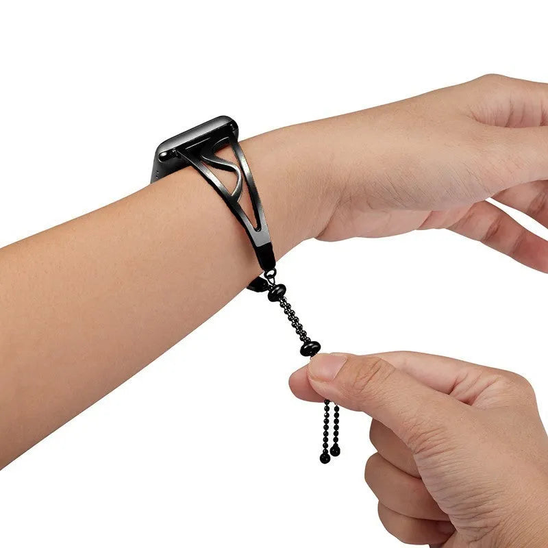 Stainless steel hollow watch strap for Apple Watch Series 4 3 2 1, adjustable, in black gold rose gold or silver