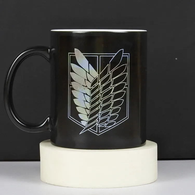 320ml colour changing ceramic mug with double-layer pattern cup design and round shape