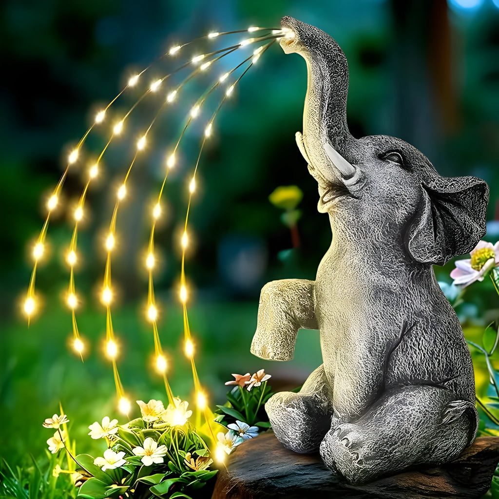 Resin elephant garden sculpture with LED lighting for outdoor decoration