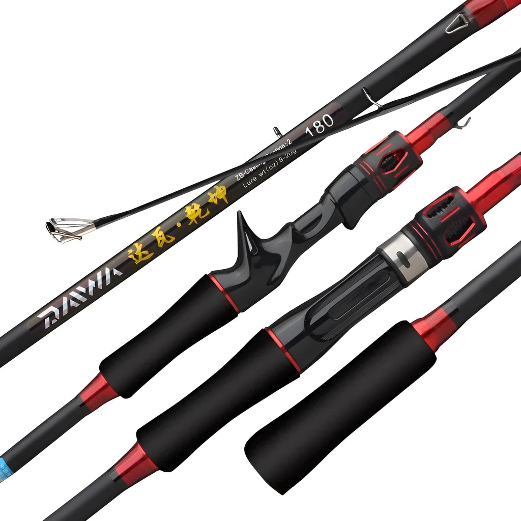 1.8m carbon fibreglass long-range fishing rod in blue on beach for sea surf casting, two-section design