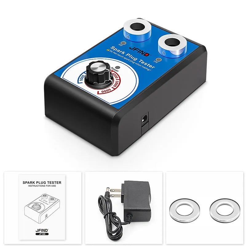 Car engine spark plug tester diagnostic tool showing dual-hole plug connectors.
