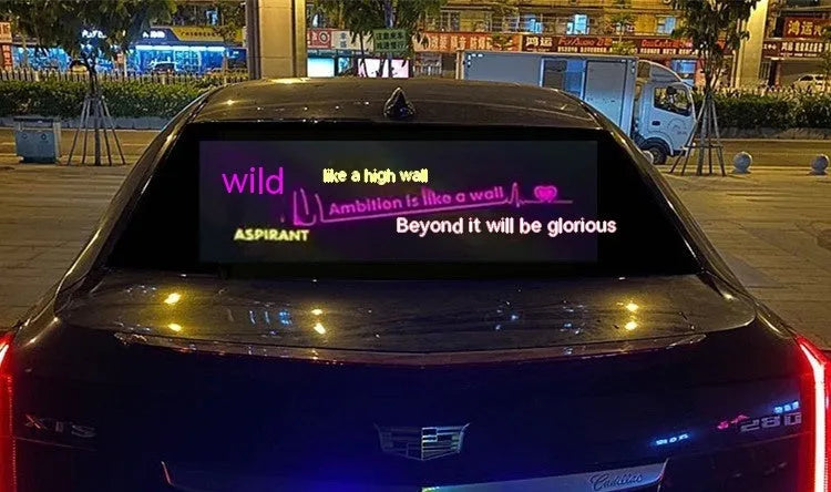 90cm by 25cm car voice control rhythm lamp with EL electroluminescent panel showing music-synchronised lighting patterns