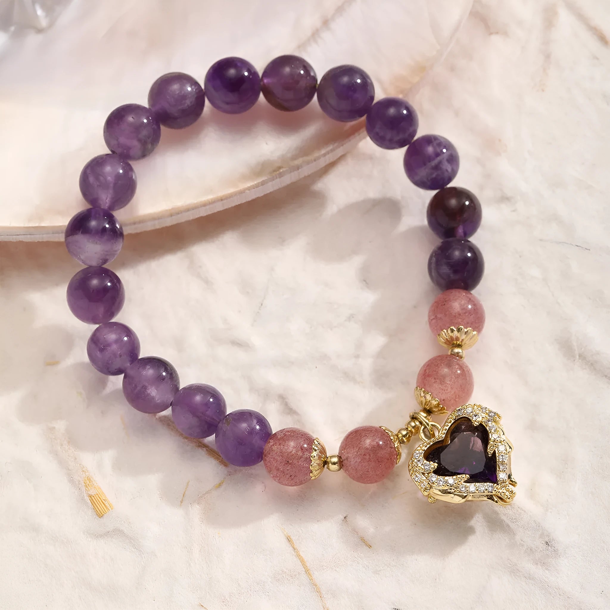 Stone bead bracelet for women retro style peace buckle element Asterism Juyun colour