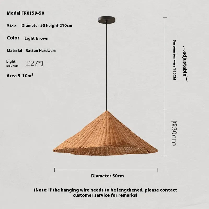 Silent Style woven rattan ceiling lamp in natural colour, shown in 50cm, 60cm, and 80cm diameter options.