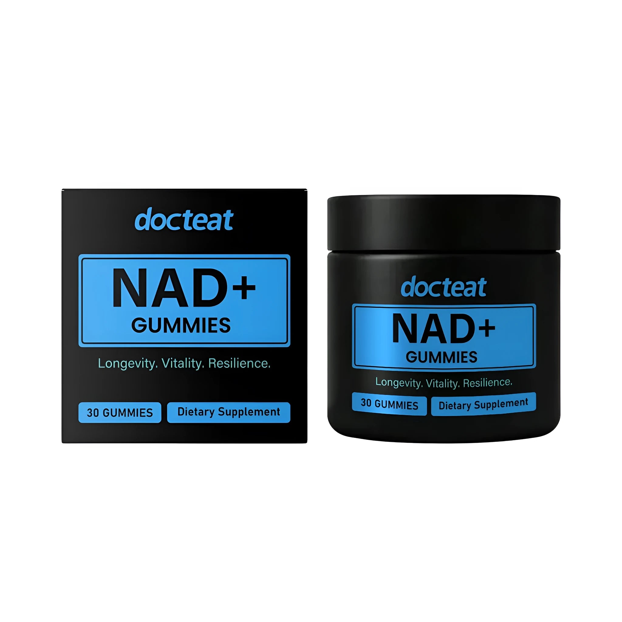 Green super food soft candy gummies with NAD and nicotinamide nucleoside in container with 30 count