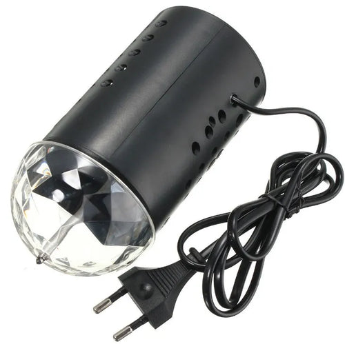 3W full color LED voice controlled rotary RGB stage light with black plastic shell