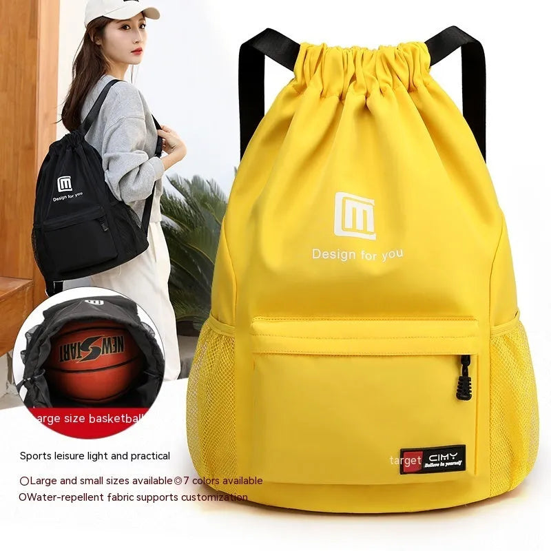 Oxford fabric drawstring backpack in multiple colours with water-repellent properties and internal phone pocket