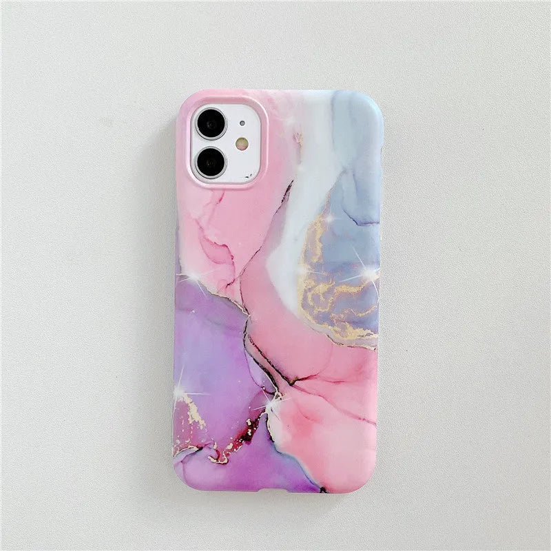 Marble TPU back cover phone case for iPhone 11 Pro Max in blue powder