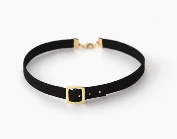 Studded choker necklace women's geometric alloy jewellery in gold or silver Korean style