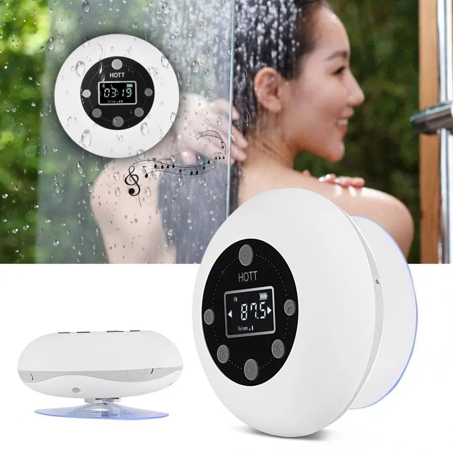 White portable Bluetooth speaker, 85x85x40mm, 240g, waterproof card, built-in battery, USB connection