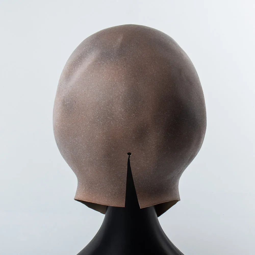Grey latex big-eyed alien mask, 13cm x 22cm x 30cm, for Halloween fancy dress