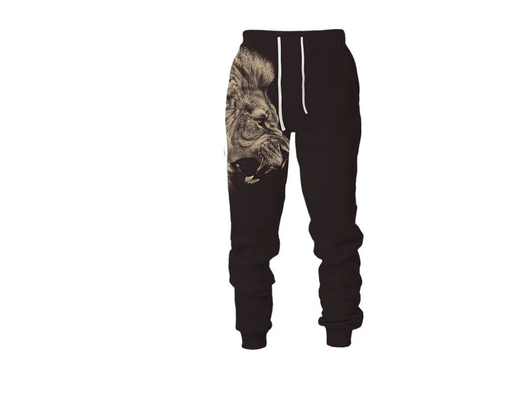 3D digital print lion sweatshirt and sweatpants set in photo colour on polyester fleece