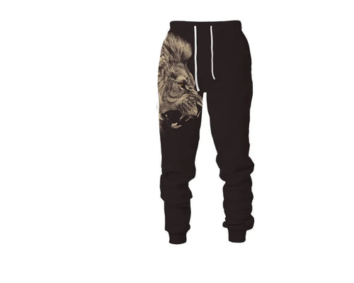 3D digital print lion sweatshirt and sweatpants set in photo colour on polyester fleece