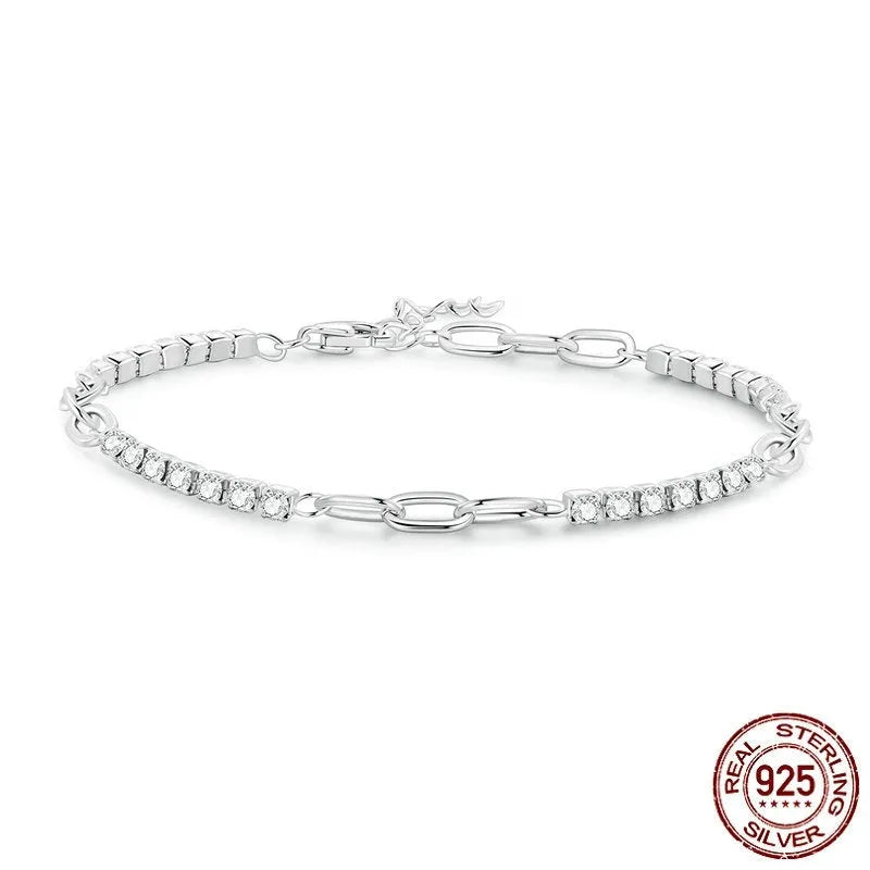 Sterling silver S925 bracelet with shining stitching detail, electroplated finish, colour BSB102, for women