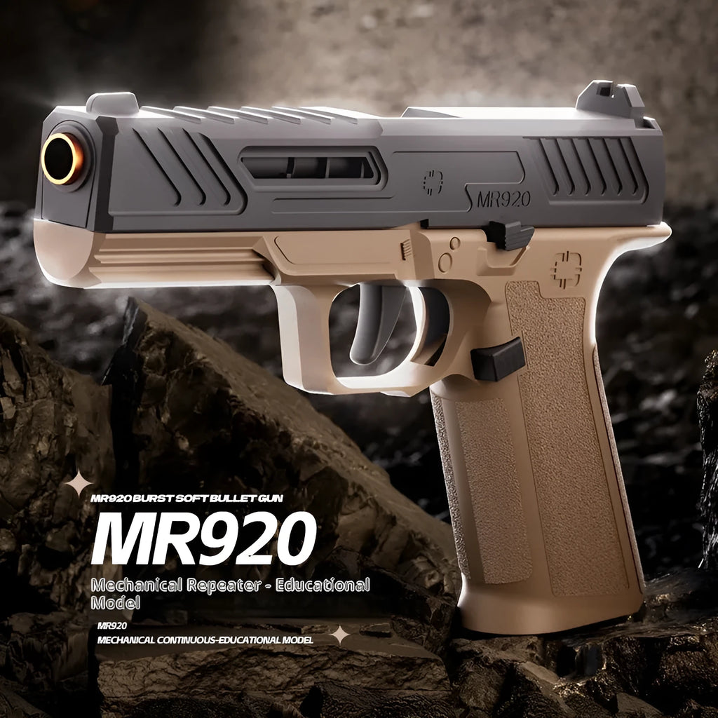 Pocket toy mini continuous hair throwing shell pistol in black or sand MR920 plastic toy gun for boys