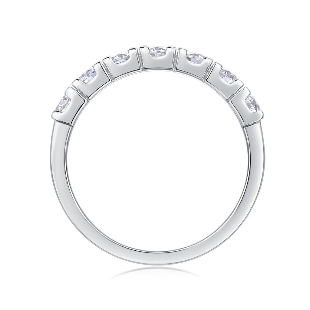 Lucky wedding ring set with 0.1-carat moissanite, S925 silver platinum plated band, sizes 5 to 9, gift box