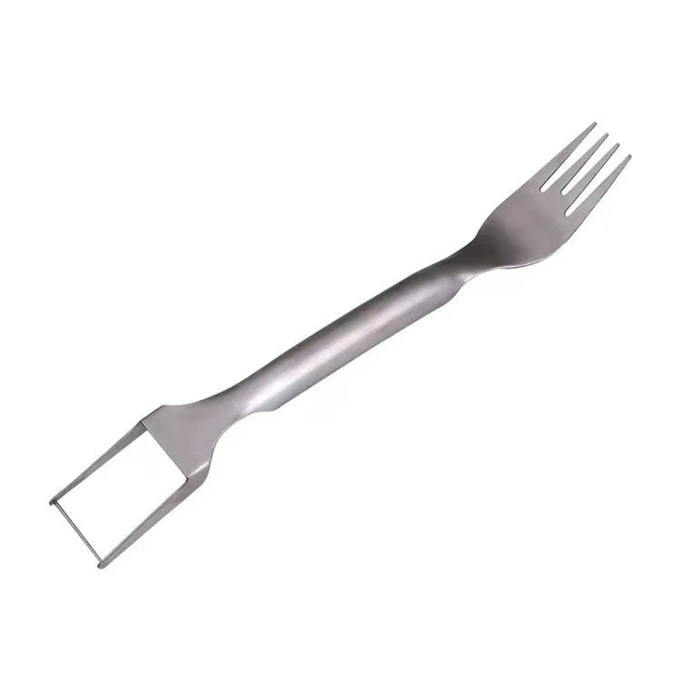 2-in-1 stainless steel watermelon slicer fork 26cm silver kitchen fruit cutting tool