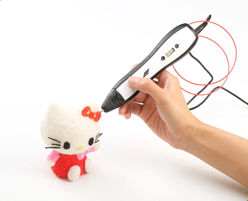 3D printing pen for children with LCD screen, ceramic nozzle, 1.75mm ABS PLA, 188x42x29mm, colours blue orange purple white